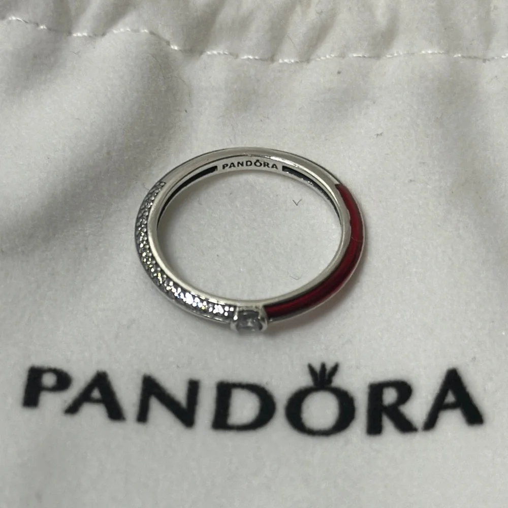 NWT Pandora Silver Ring with Crystal and Red Accents - Picture 5 of 5